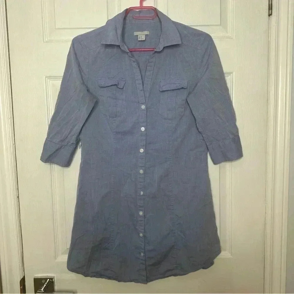 H&M Tunic Shirt Collared Blue Size 8